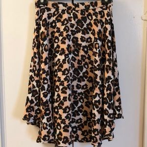 High Waisted Leopard Print Circle Skirt